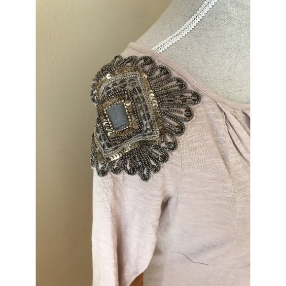 Anthropologie DELETTA Taupe Epaulette Corinthian T - Picture 4 of 8